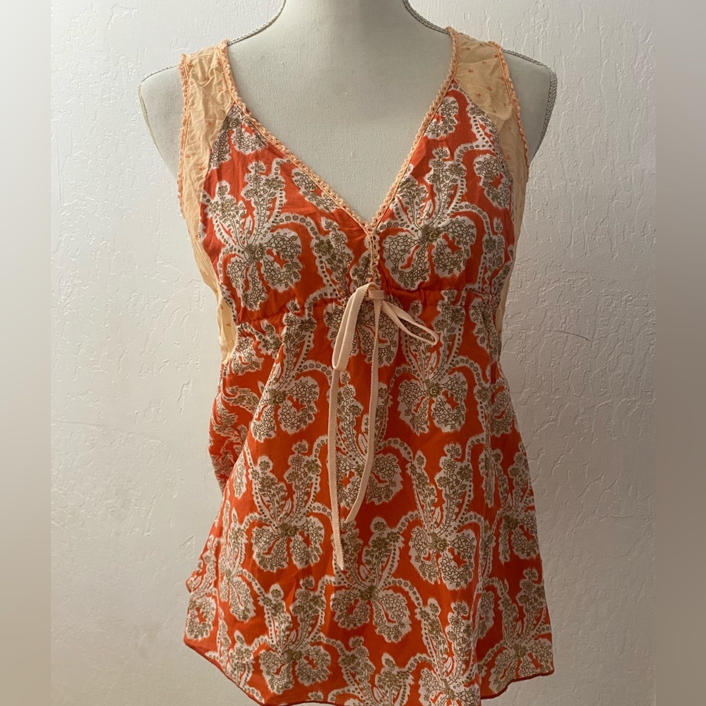 Free People orange open back boho tank
